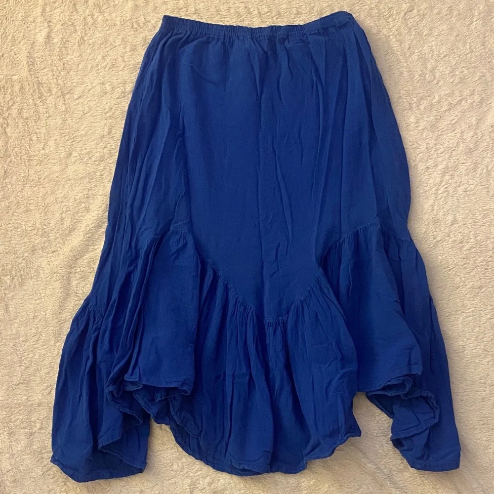 Oh My Gauze! Vibrant Blue High Low Cotton Skirt - Picture 1 of 2